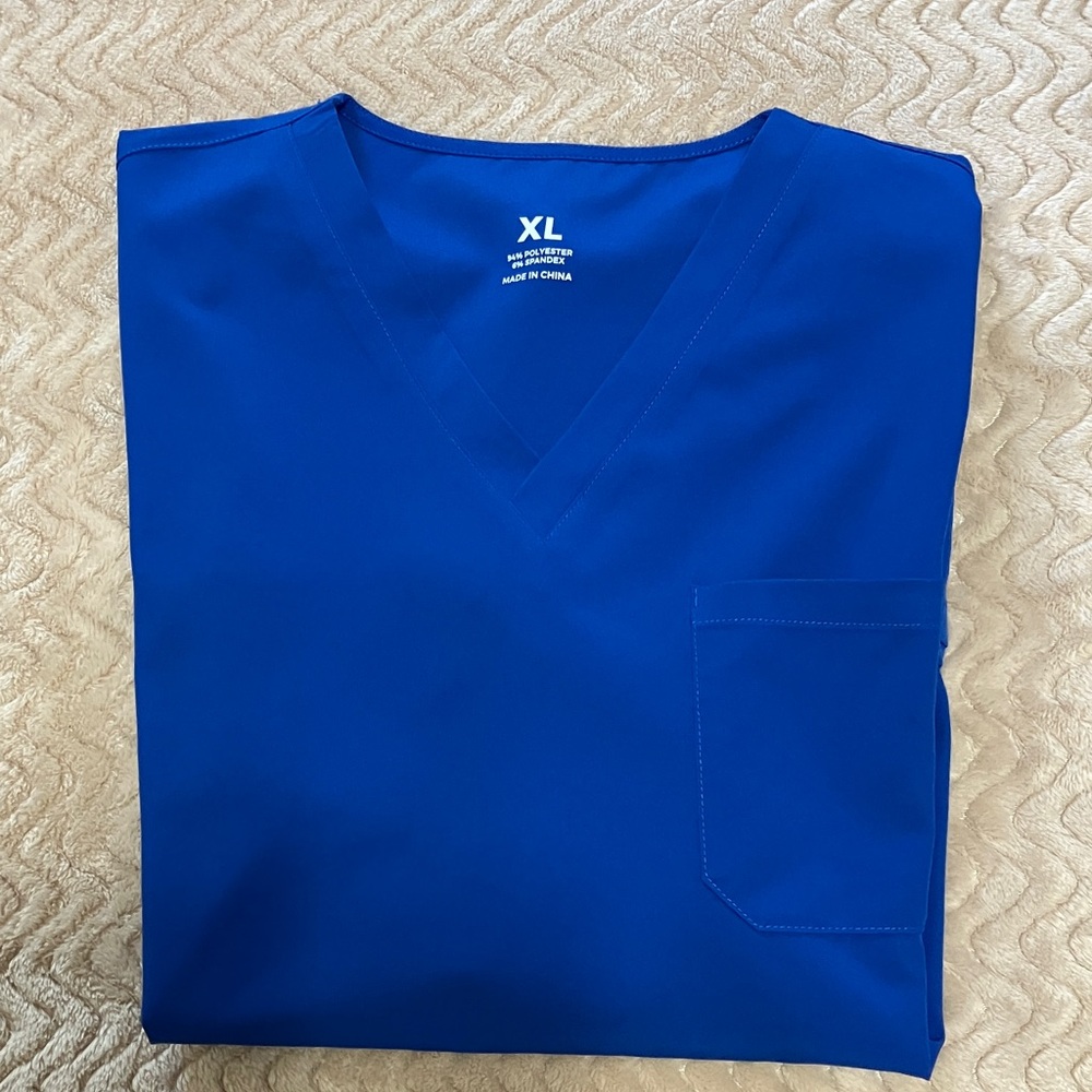 Blue V-Neck Scrub Top